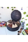 Şok Fiyat Açılışa Özel %50 Off! Art Deco El Yapımı Hakiki Deri Orijinal Bohem Ottoman Puf Minder60cm - 2