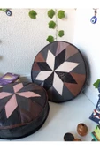 Şok Fiyat Açılışa Özel %50 Off! Art Deco El Yapımı Hakiki Deri Orijinal Bohem Ottoman Puf Minder60cm thumbnail 6