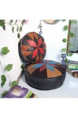 Şok Fiyat Açılışa Özel %50 Off! Art Deco El Yapımı Hakiki Deri Orijinal Bohem Ottoman Puf Minder60cm thumbnail 5