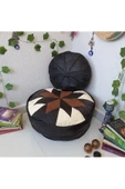 Şok Fiyat Açılışa Özel %50 Off! Art Deco El Yapımı Hakiki Deri Orijinal Bohem Ottoman Puf Minder60cm thumbnail 4