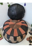 Şok Fiyat Açılışa Özel %50 Off! Art Deco El Yapımı Hakiki Deri Orijinal Bohem Ottoman Puf Minder60cm thumbnail 8