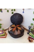 Şok Fiyat Açılışa Özel %50 Off! Art Deco El Yapımı Hakiki Deri Orijinal Bohem Ottoman Puf Minder60cm - 2