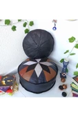 Art Deco El Yapımı Hakiki Deri Orijinal Bohem Ottoman Puf Minder60cm - 5