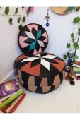 Şok Fiyat Açılışa Özel %50 Off! Art Deco El Yapımı Hakiki Deri Orijinal Bohem Ottoman Puf Minder60cm thumbnail 6