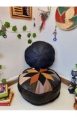 Şok Fiyat Açılışa Özel %50 Off! Art Deco El Yapımı Hakiki Deri Orijinal Bohem Ottoman Puf Minder60cm - 6