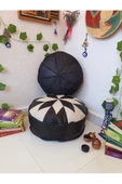 Şok Fiyat Açılışa Özel %50 Off! Art Deco El Yapımı Hakiki Deri Orijinal Bohem Ottoman Puf Minder60cm thumbnail 1