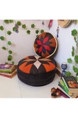 Şok Fiyat Açılışa Özel %50 Off! Art Deco El Yapımı Hakiki Deri Orijinal Bohem Ottoman Puf Minder60cm thumbnail 2