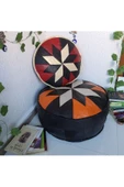 El Yapımı Hakiki Deri Bohem Ottoman Puf Yer Minder Ikili 60-40cm Set Of 2 thumbnail 5