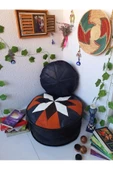 Art Deco El Yapımı Hakiki Deri Orijinal Bohem Ottoman Puf Minder60cm - 2