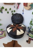 Şok Fiyat Açılışa Özel %50 Off! Art Deco El Yapımı Hakiki Deri Orijinal Bohem Ottoman Puf Minder60cm thumbnail 2