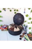 Şok Fiyat Açılışa Özel %50 Off! Art Deco El Yapımı Hakiki Deri Orijinal Bohem Ottoman Puf Minder60cm - 1