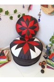 El Yapımı Hakiki Deri Orijinal Bohem Ottoman Puf Minder60cm - 2