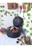 Art Deco El Yapımı Hakiki Deri Orijinal Bohem Ottoman Puf Minder60cm - 2