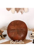 Dolgulu ! Iskandinav El Yapımı Hakiki Deri Bohem Ottoman Puf Yer Minderi 60x30cm thumbnail 4