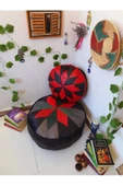 Şok Fiyat Açılışa Özel %50 Off! Art Deco El Yapımı Hakiki Deri Orijinal Bohem Ottoman Puf Minder60cm - 4