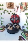 Şok Fiyat Açılışa Özel %50 Off! Art Deco El Yapımı Hakiki Deri Orijinal Bohem Ottoman Puf Minder60cm - 2