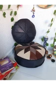 Şok Fiyat Açılışa Özel %50 Off! Art Deco El Yapımı Hakiki Deri Orijinal Bohem Ottoman Puf Minder60cm - 3