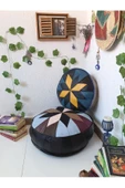 Şok Fiyat Açılışa Özel %50 Off! Art Deco El Yapımı Hakiki Deri Orijinal Bohem Ottoman Puf Minder60cm - 3