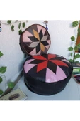 Şok Fiyat Açılışa Özel %50 Off! Art Deco El Yapımı Hakiki Deri Orijinal Bohem Ottoman Puf Minder60cm - 7