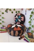 Şok Fiyat Açılışa Özel %50 Off! Art Deco El Yapımı Hakiki Deri Orijinal Bohem Ottoman Puf Minder60cm thumbnail 2
