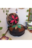 El Yapımı Hakiki Deri Orijinal Bohem Ottoman Puf Minder60cm - 7