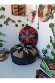 Şok Fiyat Açılışa Özel %50 Off! Art Deco El Yapımı Hakiki Deri Orijinal Bohem Ottoman Puf Minder60cm - 3