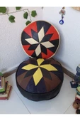 Şok Fiyat Açılışa Özel %50 Off! Art Deco El Yapımı Hakiki Deri Orijinal Bohem Ottoman Puf Minder60cm - 4