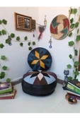 Şok Fiyat Açılışa Özel %50 Off! Art Deco El Yapımı Hakiki Deri Orijinal Bohem Ottoman Puf Minder60cm - 5