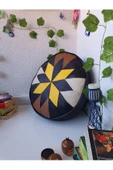 Şok Fiyat Açılışa Özel %50 Off! Art Deco El Yapımı Hakiki Deri Orijinal Bohem Ottoman Puf Minder60cm - 6