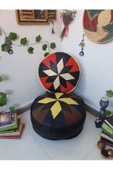 Şok Fiyat Açılışa Özel %50 Off! Art Deco El Yapımı Hakiki Deri Orijinal Bohem Ottoman Puf Minder60cm - 3