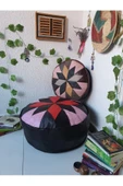 Şok Fiyat Açılışa Özel %50 Off! Art Deco El Yapımı Hakiki Deri Orijinal Bohem Ottoman Puf Minder60cm - 3