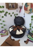Şok Fiyat Açılışa Özel %50 Off! Art Deco El Yapımı Hakiki Deri Orijinal Bohem Ottoman Puf Minder60cm - 1
