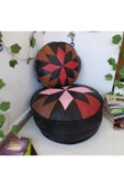 El Yapımı Hakiki Deri Orijinal Bohem Ottoman Puf Yer Minderi Ikili Set 60cm - 4
