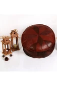 (DOLGULU) Art Deco El Yapımı Hakiki Deri Orijinal Ottoman Puf Yer Minderi 60cm ''özel Seri'' thumbnail 1