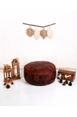 (DOLGULU) Art Deco El Yapımı Hakiki Deri Orijinal Ottoman Puf Yer Minderi 60cm ''özel Seri'' thumbnail 6