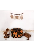 Şok Fiyat Açılışa Özel %50 Off! Art Deco El Yapımı Hakiki Deri Orijinal Bohem Ottoman Puf Minder60cm - 2
