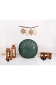 Iskandinav El Yapımı Hakiki Deri Orijinal Ottoman Puf Yer Minder Yeşil 60x30cm ''özel Seri'' thumbnail 3