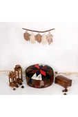 Şok Fiyat Açılışa Özel %50 Off! Art Deco El Yapımı Hakiki Deri Orijinal Bohem Ottoman Puf Minder60cm thumbnail 2
