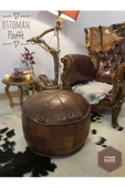Art Deco El Yapımı Hakiki Deri Orijinal Bohem Ottoman Puf Yer Minderi 60x38cm thumbnail 1