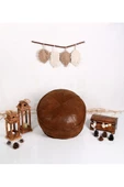 Art Deco El Yapımı Hakiki Deri Orijinal Bohem Ottoman Puf Yer Minderi 60x30cm ''özel Seri'' thumbnail 5