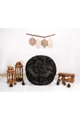 Dolgulu ! Özel Seri El Yapımı Hakiki Deri Orijinal Ottoman Leopar Desenli Deluxe Puf Minder 60x30cm - 5