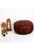 (DOLGULU) Art Deco El Yapımı Hakiki Deri Orijinal Ottoman Puf Yer Minderi 60cm ''özel Seri'' thumbnail 4