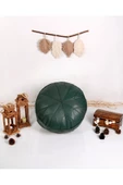 Iskandinav El Yapımı Hakiki Deri Orijinal Ottoman Puf Yer Minder Yeşil 60x30cm ''özel Seri'' thumbnail 1