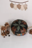 Şok Fiyat Açılışa Özel %50 Off! Art Deco El Yapımı Hakiki Deri Orijinal Bohem Ottoman Puf Minder60cm - 1