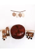 (DOLGULU) Art Deco El Yapımı Hakiki Deri Orijinal Ottoman Puf Yer Minderi 60cm ''özel Seri'' thumbnail 5