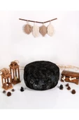 Dolgulu ! Özel Seri El Yapımı Hakiki Deri Orijinal Ottoman Leopar Desenli Deluxe Puf Minder 60x30cm - 7