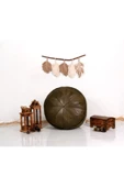 Dolgulu ! Art Deco El Yapımı Hakiki Deri Orijinal Ottoman Yeşil Puf Yer Minder 60x30cm ''özel Seri'' thumbnail 7