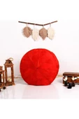 Dolgulu ! El Yapımı Hakiki Deri Orijinal Bohem Ottoman Kırmızı Puf Yer Minderi 60cm (ÖZEL SERİ) thumbnail 4