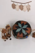 Şok Fiyat Açılışa Özel %50 Off! Art Deco El Yapımı Hakiki Deri Orijinal Bohem Ottoman Puf Minder60cm thumbnail 1