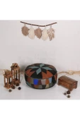 Şok Fiyat Açılışa Özel %50 Off! Art Deco El Yapımı Hakiki Deri Orijinal Bohem Ottoman Puf Minder60cm thumbnail 3